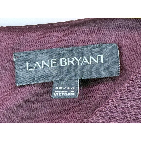Lane Bryant Fit & Flare V-Neck Dress Knee Length Textured Pleats Purple Sz 18/20 - Picture 6 of 8